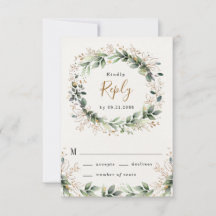 Greenery Gold Elegant Watercolor Boho Leaf Wedding
