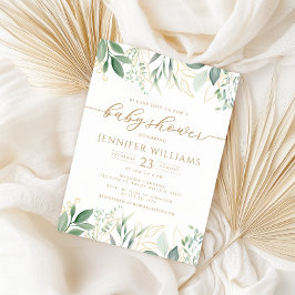 Greenery Gold Eucalyptus Baby Shower Einladung