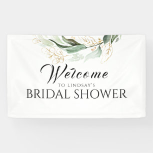 Greenery Gold Eucalyptus Brautparty Willkommen Banner