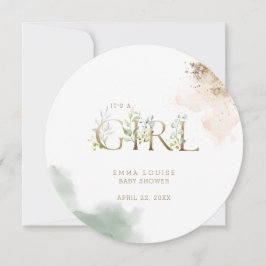 Greenery Gold Eucalyptus Es ist eine Girl Baby Dus Einladung