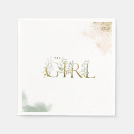 Greenery Gold Eucalyptus Es ist eine Girl Baby Dus Serviette