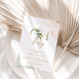 Greenery Gold Eucalyptus Oh Baby Shower Einladung