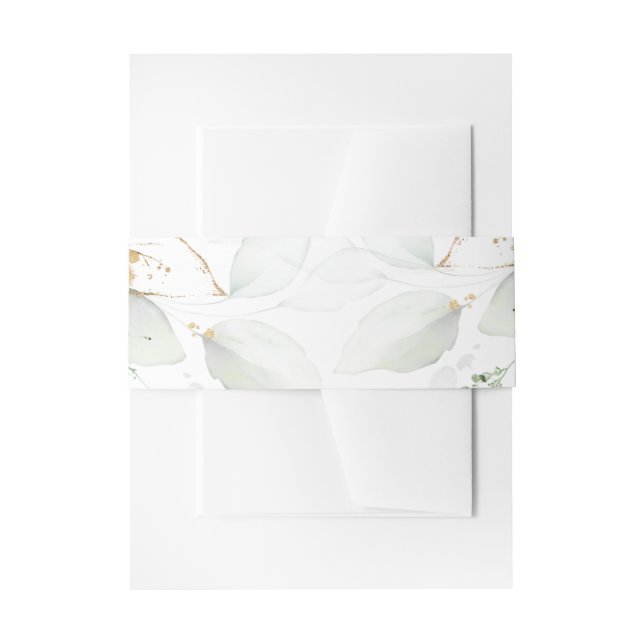 Greenery & Gold Eucalyptus Wedding Einladungsbanderole (Vorderseite Beispiel)