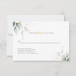 Greenery & Gold Eucalyptus Wedding RSVP Karte