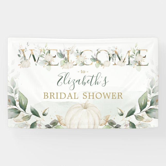Greenery Gold Fall Pumpkin Brautparty Willkommen Banner (Horizontal)