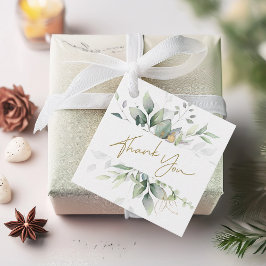 Greenery Gold Foliage Eucalyptus Vielen Dank Geschenkanhänger