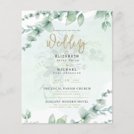 Greenery Gold FOTO Wedding Einladung BUDGET Flyer