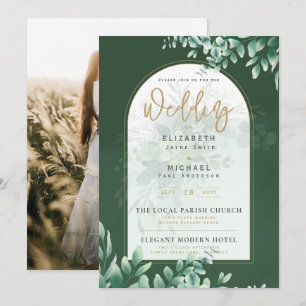 Greenery Gold FOTO Wedding LeahG Einladung