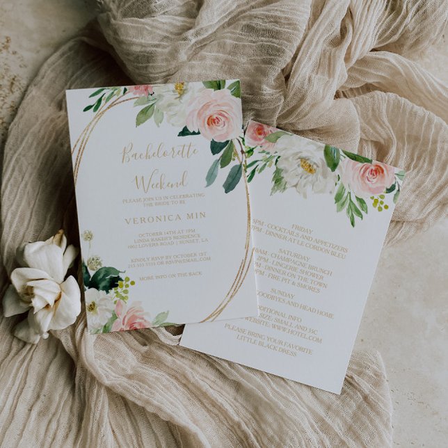 Greenery & Gold Geometric Bachelorette Wochenende Einladung (Von Creator hochgeladen)