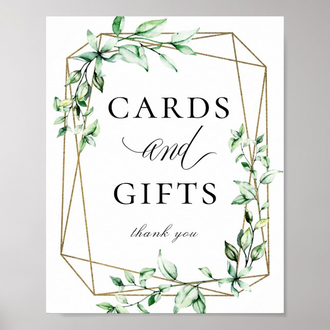 Greenery Gold Geometric Cards - Geschenkzeichen Poster (Vorne)