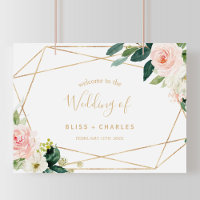 Greenery & Gold Geometric Elegante Begrüßung