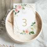 Greenery & Gold Geometric Elegante Hochzeit mit Fl Tischnummer<br><div class="desc">Die geometrisch und grün gestaltete Tischnummer ist perfekt für einen einfachen Hochzeitsempfang. Das Design besteht aus hübschen Rose in Weiß, Rosa und Rosa, die von Hand gestrichen wurden, und einer Touch Grün, vergoldeten geometrischen Rahmen, die künstlerische Schönheit inspirierend. Das ist eine zweiseitige Tischnummer. Fügen Sie jede benötigte Tischnummer individuell in...</div>