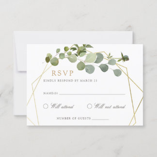 Greenery Gold Geometric Frame Elegante Wedding UAW Einladung