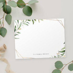 Greenery Gold Geometric Personalisiert Stationery Mitteilungskarte