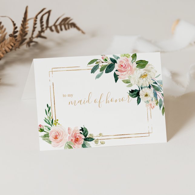 Greenery & Gold Geometric Trauzeugin Vielen Dank Dankeskarte (Von Creator hochgeladen)