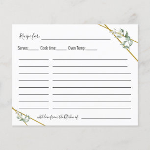 Greenery Gold geometrische Rezept Karte