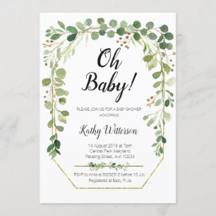 Greenery Gold Glitzer Baby Shower Einladung
