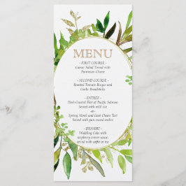 Greenery & Gold Leaf Gerahmte Blätter Hochzeitsmen Menükarte