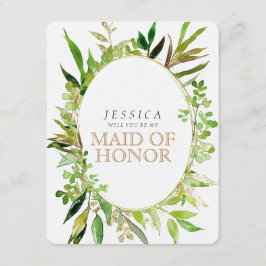 Greenery & Gold Leaf werden Sie meine Trauzeugin s Einladung