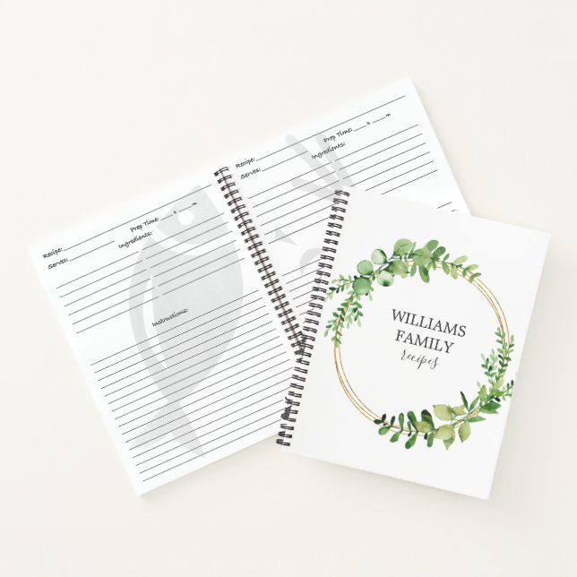 Greenery Gold Personalisierte Familienrezeptbuch Notizbuch (Innenseite)