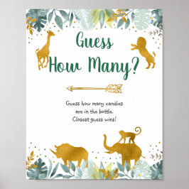 Greenery Gold Safari Guess Wie viele Spielzeichen Poster