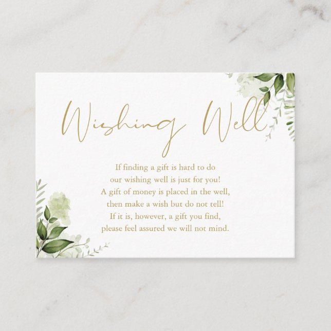 Greenery Gold Script wünscht gute Hochzeit Begleitkarte (Vorderseite)