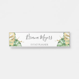 Greenery Gold Tropical Palm Blätter Business Türschild