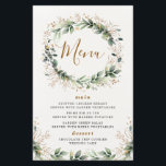 Greenery Gold Watercolor Leaf Wedding Menu Cards<br><div class="desc">Das Design zeichnet sich durch eine weiße Aquarelltextur aus. Ein einzigartiger Kranz im Grünen mit bedruckten Imitaten,  goldenen Blätter und Splash.</div>