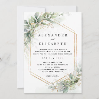 Greenery & Gold Wedding Einladung