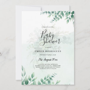 Greenery Gold Wedding Eucalyptus Blätter QR CODE Einladung