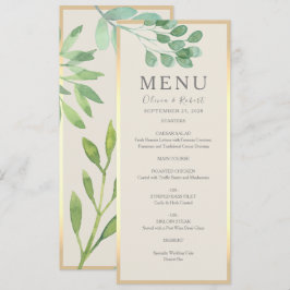 Greenery Gold Wedding Menu Card Menükarte