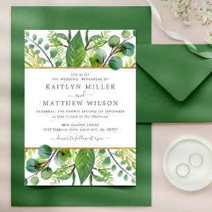 Greenery & Gold Wedding Probe Dinner Einladung