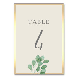 Greenery Gold Wedding Tischnummer Card