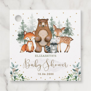 Greenery Gold Woodland Animals Forest Baby Shower Geschenkanhänger