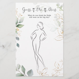 Greenery Guess The Dress Brautparty Game Briefpapier