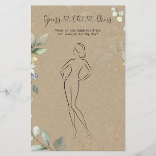 Greenery Guess The Dress Brautparty Game Flyer