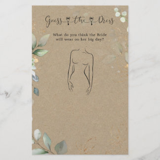 Greenery Guess The Dress Brautparty Game Station Briefpapier