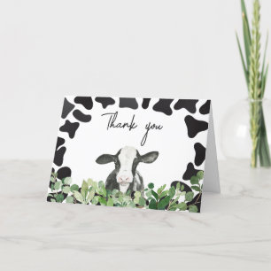 Greenery Holy Cow Baby Shower Dankeskarte