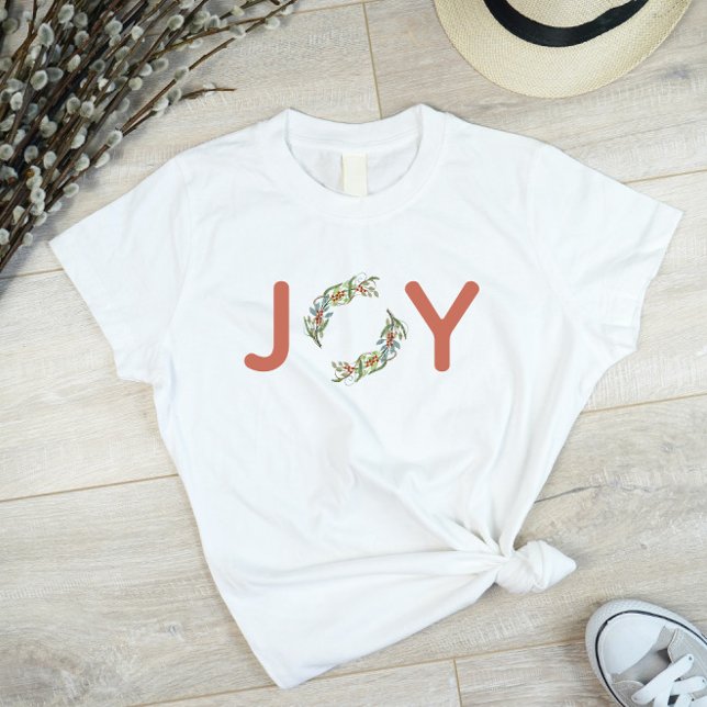 Greenery Joy Christmas Wreath Botanical T-Shirt (Von Creator hochgeladen)