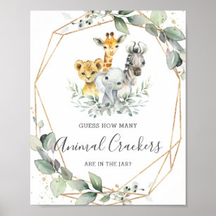 Greenery Jungle Guess Animal Crackers in Jar Game Poster