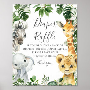 Greenery Jungle Safari Tiere Windelwindzeichen Poster