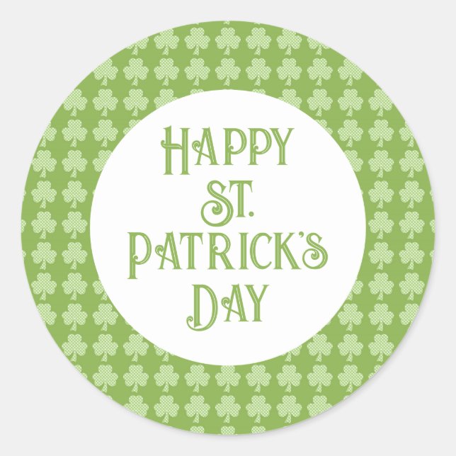 Greenery Kleeblatt Clover Polka dots Patrick's Day Runder Aufkleber (Vorderseite)