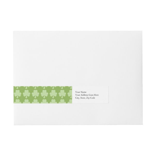 Greenery Kleeblatt Clover Polka dots Patrick's Day Rundum-Adressaufkleber (Vorderseite)