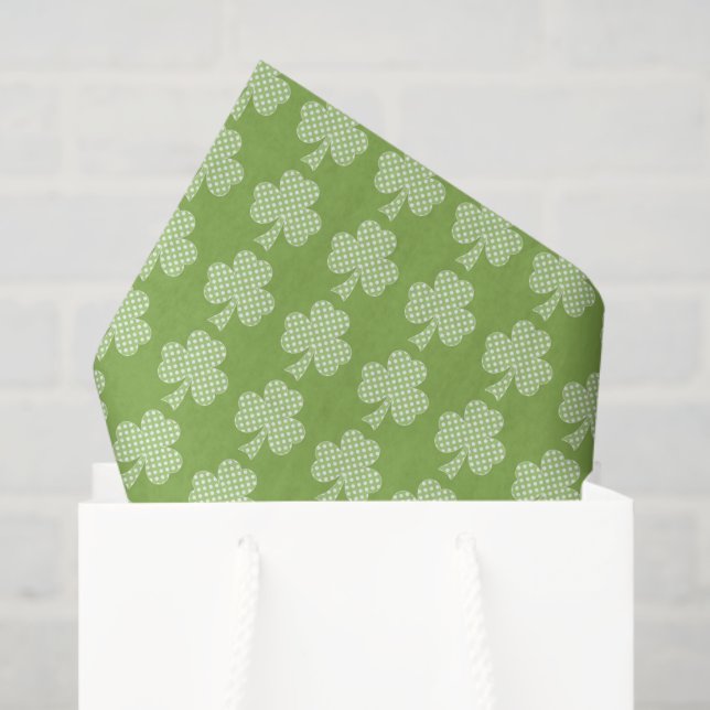 Greenery Kleeblatt Clover Polka dots Patrick's Day Seidenpapier (Geschenktüte)