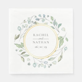 Greenery Laurel Garland Imitate Gold Foil Wedding Serviette