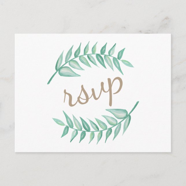 Greenery Laurel Wreath Wedding Einladung Postcard (Vorderseite)