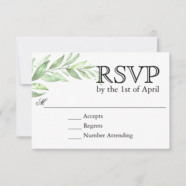 Greenery Laurel Wreath Wedding RSVP Karte (Vorderseite)
