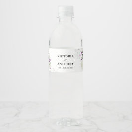 Greenery Lavender Wedding Water Flasche Label