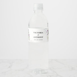 Greenery Lavender Wedding Water Flasche Label