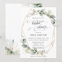 Greenery Leafy Foliage Brautparty Geometric Einladung
